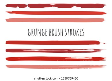 Beauty and cosmetics brush strokes vector background. Makeup swatches, girly lines collection. Set of cosmetic texture stains isolated on white. Paint line texture. - Vector