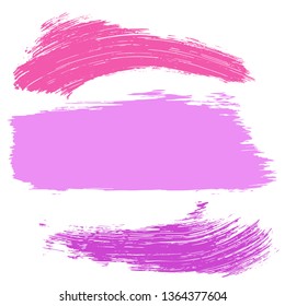 Beauty and cosmetics brush strokes vector background. Girly lines collection, makeup swatches, set of cosmetic texture stains. Vector
