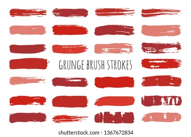Beauty and cosmetics brush strokes vector background. Makeup swatches, girly lines collection. Set of cosmetic texture stains isolated on white. Paint line texture. - Vector