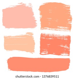 Beauty and cosmetics brush strokes vector background. Girly lines collection, makeup swatches, set of cosmetic texture stains. Vector