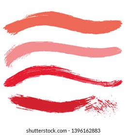 Beauty and cosmetics brush strokes vector background. Girly lines collection, makeup swatches, set of cosmetic texture stains. Vector