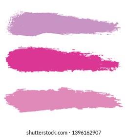 Beauty and cosmetics brush strokes vector background. Girly lines collection, makeup swatches, set of cosmetic texture stains. Vector