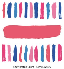 Beauty and cosmetics brush strokes vector background. Girly lines collection, makeup swatches, set of cosmetic texture stains. Vector