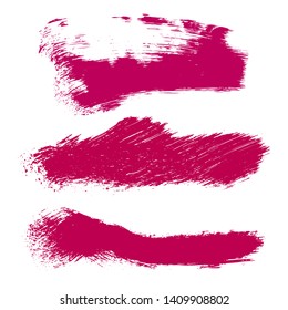 Beauty and cosmetics brush strokes vector background. Girly lines collection, makeup swatches, set of cosmetic texture stains. Vector