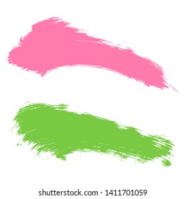 Beauty and cosmetics brush strokes vector background. Girly lines collection, makeup swatches, set of cosmetic texture stains. Vector