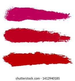 Beauty and cosmetics brush strokes vector background. Girly lines collection, makeup swatches, set of cosmetic texture stains. Vector