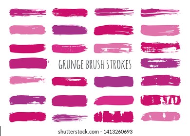 Beauty and cosmetics brush strokes vector background. Makeup swatches, girly lines collection. Set of cosmetic texture stains isolated on white. Paint line texture. - Vector