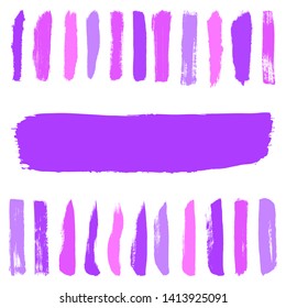 Beauty and cosmetics brush strokes vector background. Girly lines collection, makeup swatches, set of cosmetic texture stains. Vector