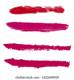 Beauty and cosmetics brush strokes vector background. Girly lines collection, makeup swatches, set of cosmetic texture stains. Vector