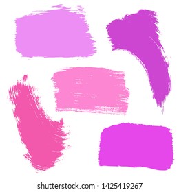 Beauty and cosmetics brush strokes vector background. Girly lines collection, makeup swatches, set of cosmetic texture stains. Vector