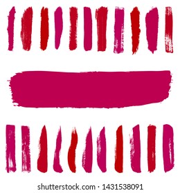 Beauty and cosmetics brush strokes vector background. Girly lines collection, makeup swatches, set of cosmetic texture stains. Vector