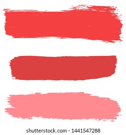 Beauty and cosmetics brush strokes vector background. Girly lines collection, makeup swatches, set of cosmetic texture stains. Vector