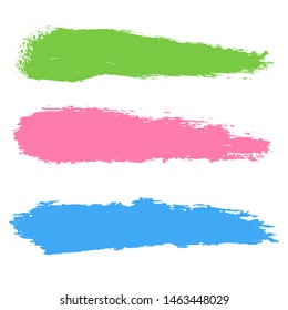 Beauty and cosmetics brush strokes vector background. Girly lines collection, makeup swatches, set of cosmetic texture stains. Vector