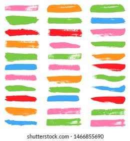 Beauty and cosmetics brush strokes vector background. Girly lines collection, makeup swatches, set of cosmetic texture stains. Vector