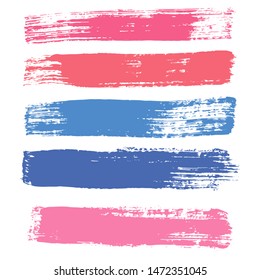 Beauty and cosmetics brush strokes vector background. Girly lines collection, makeup swatches, set of cosmetic texture stains. Vector