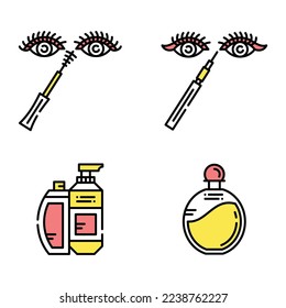 Beauty and Cosmetics Color Filled Icons