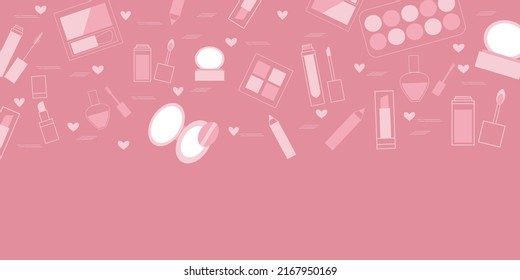 Beauty and Cosmetics concept background. Beauty item icons decoration graphic. Make up product decoration illustration. Vector illustration.