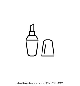 Beauty and cosmetics concept. Outline symbol suitable for web sites, advertisement, web sites etc. Editable stroke. Line icon of lipstick for makeup in conical tube 