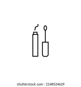 Beauty and cosmetics concept. Outline symbol suitable for web sites, advertisement, web sites etc. Editable stroke. Line icon of lip gloss or tint for lips for decorative makeup 