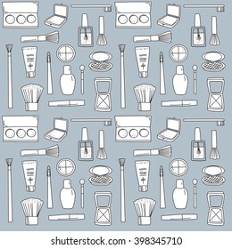 Beauty cosmetics doodle illustration icon background