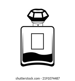 Beauty Cosmetics Fragrance Bottle Icon | Black Vector Illustration |