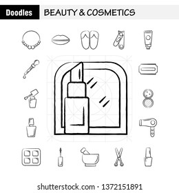 Beauty And Cosmetics Hand Drawn Icon for Web, Print and Mobile UX/UI Kit. Such as: Jewel, Necklace, Present, Lips, Cosmetic, Mouth, Beauty, Clothes, Pictogram Pack. - Vector