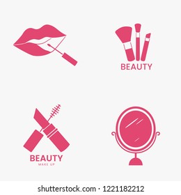 Beauty cosmetics icon set