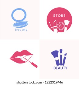Beauty cosmetics icon set