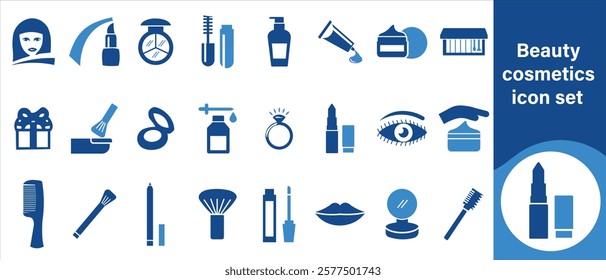 Beauty cosmetics icon set, vector, bottle, lotion, cream, beauty, set, illustration, tube, cosmetology, product, jar, cosmetic, care, lipstick, skin, icon, line, spray, mirror and more