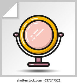 Beauty cosmetics icons-mirror. Vector Isolated flat colorful illustration.