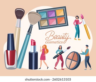 beauty cosmetics beauty industry people do makeup cosmetic products brushes lipstick eye shadow powder nail polish