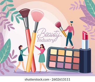 beauty cosmetics beauty industry people do makeup cosmetic products brushes lipstick eye shadow powder nail polish