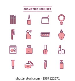 BEAUTY COSMETICS LINE ICON SET