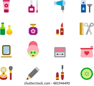 BEAUTY: COSMETICS & MAKEUP colored flat icons