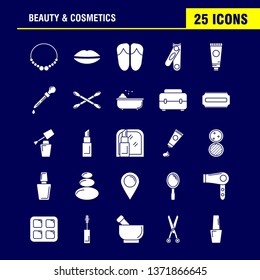 Beauty And Cosmetics Solid Glyph Icon for Web, Print and Mobile UX/UI Kit. Such as: Jewel, Necklace, Present, Lips, Cosmetic, Mouth, Beauty, Clothes, Pictogram Pack. - Vector