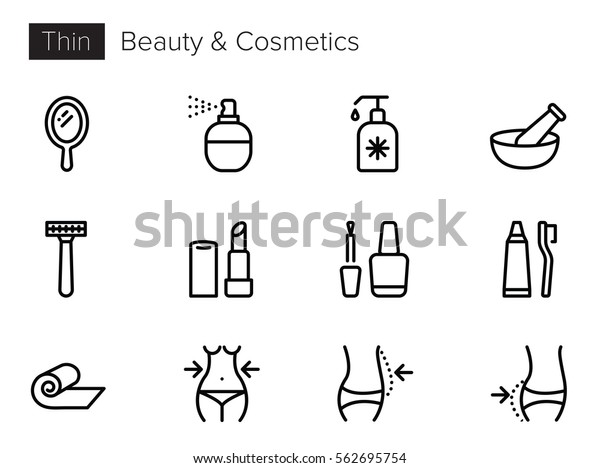 Beauty Cosmetics Thin Line Vector Icons Stock Vector Royalty Free