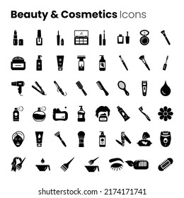 Beauty and Cosmetics vector icon set