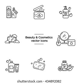 Beauty & Cosmetics vector icons set