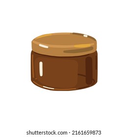 Beauty cream brown glass jar. Amber glass jar of cream, vector beauty product illustration. 