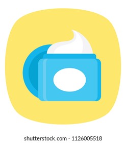 A beauty cream jar flat icon design