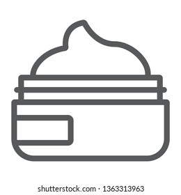 Beauty cream line icon, makeup and cosmetic, skin cream sign, vector graphics, a linear pattern on a white background, eps 10.