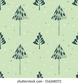 Beauty and cute christmas seamless pattern of fir-tree for textile, paper, wrap, scrapbook, background Vector illustration