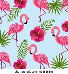 beauty and cute flowers plants with flamingo background
