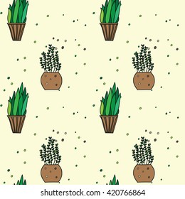 Beauty and cute seamless pattern of cacti