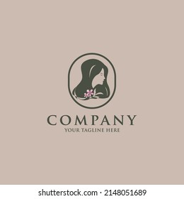 Beauty cute woman logo template