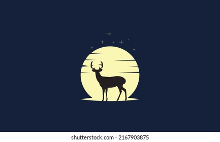 Beauty Deer Buck Stag Silhouette Sunset logo design inspiration