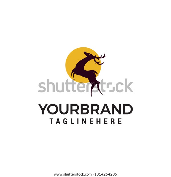 Beauty Deer Silhouette Sunset Logo Design Stock Vector Royalty Free