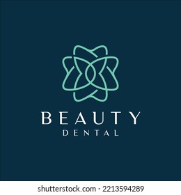 beauty dental and flower vector logo