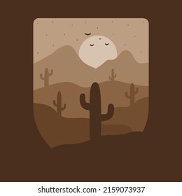 Beauty desert in the dark graphic illustration vector art t-shirt design