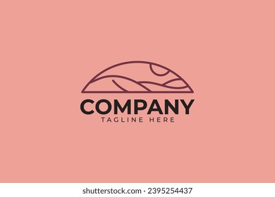 beauty desert with outline style in frame logo design for professional and business company